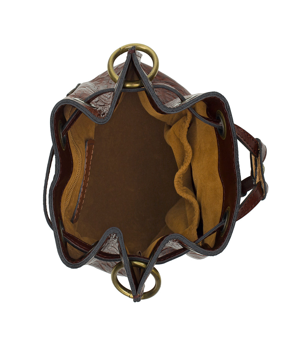 Female - Volania Drawstring | Brazilian Supple Tooled | Cognac - cognac - by Patricia Nash - View 5 of 5