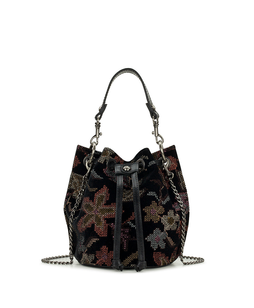 Female - Volania Drawstring | Velvet Needlepoint | Black - black - by Patricia Nash - View 1 of 5