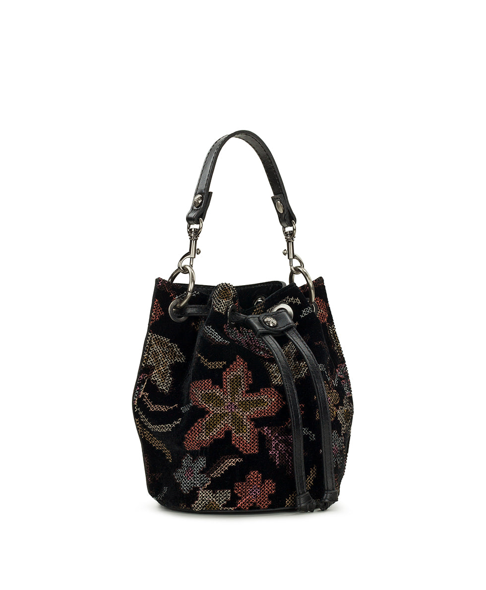 Female - Volania Drawstring | Velvet Needlepoint | Black - black - by Patricia Nash - View 4 of 5