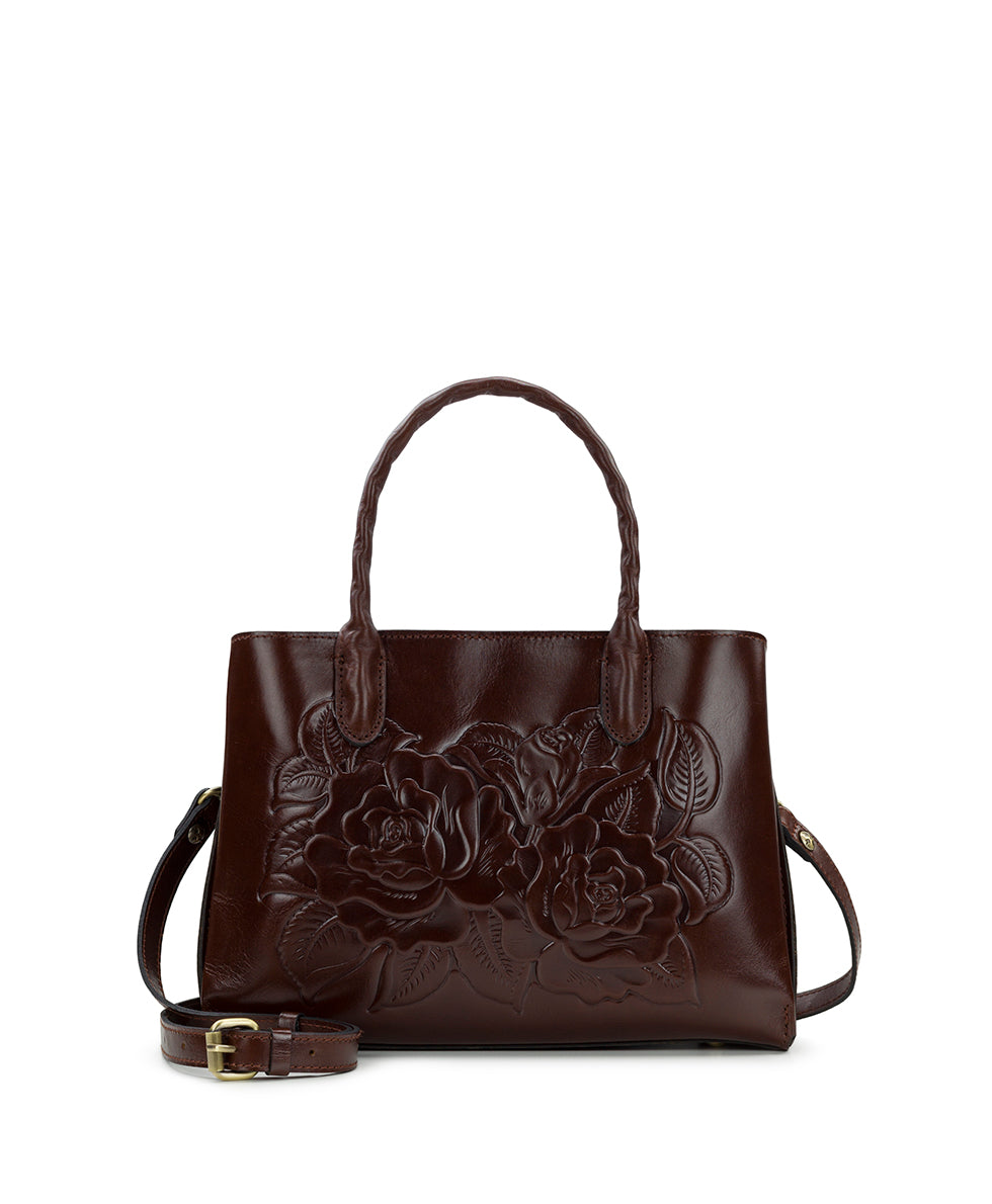 Female - Genovese Top Handle Crossbody - Vintage Vegetable Tanned Rose Tooled - rosewood - by Patricia Nash - View 10 of 33