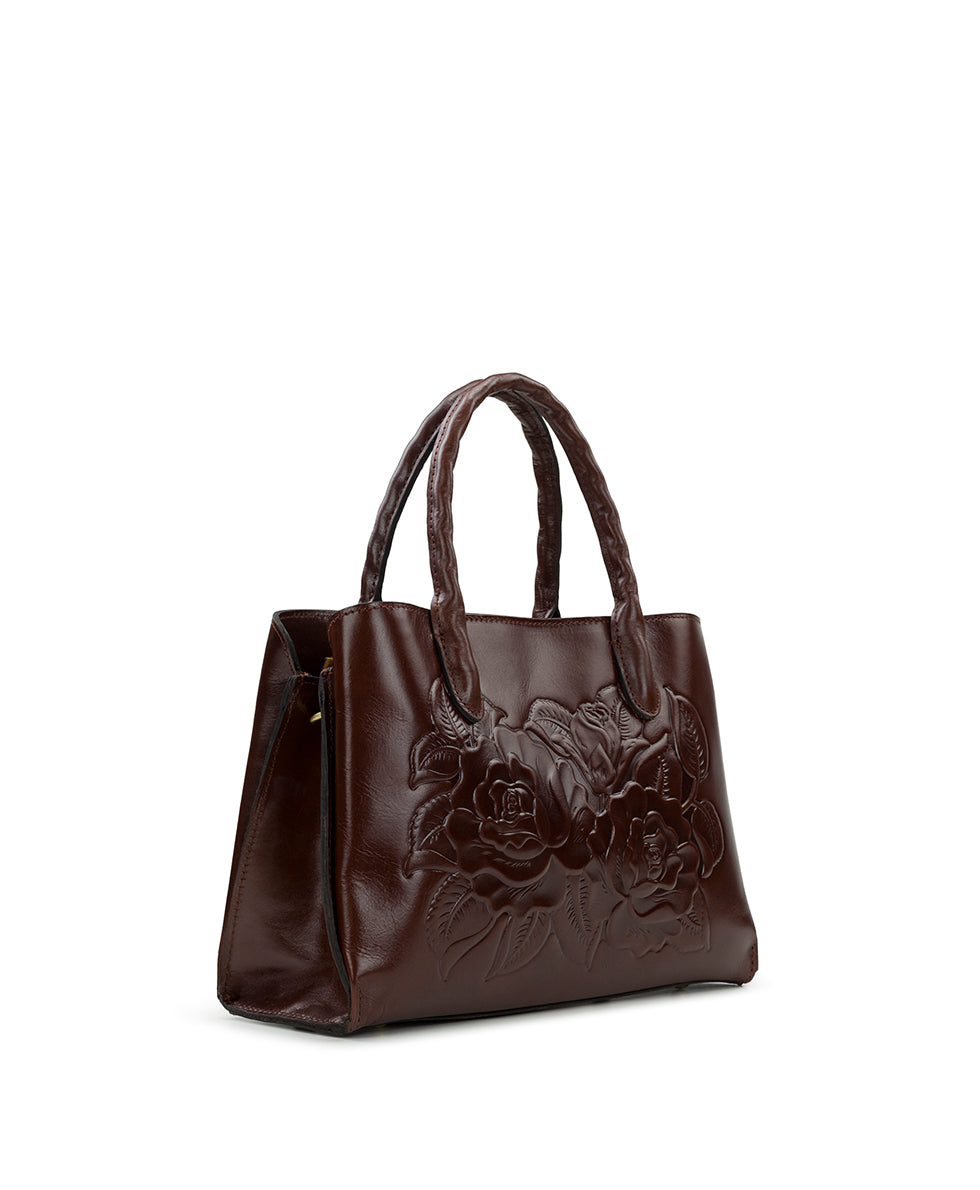 Female - Genovese Top Handle Crossbody - Vintage Vegetable Tanned Rose Tooled - rosewood - by Patricia Nash - View 12 of 33