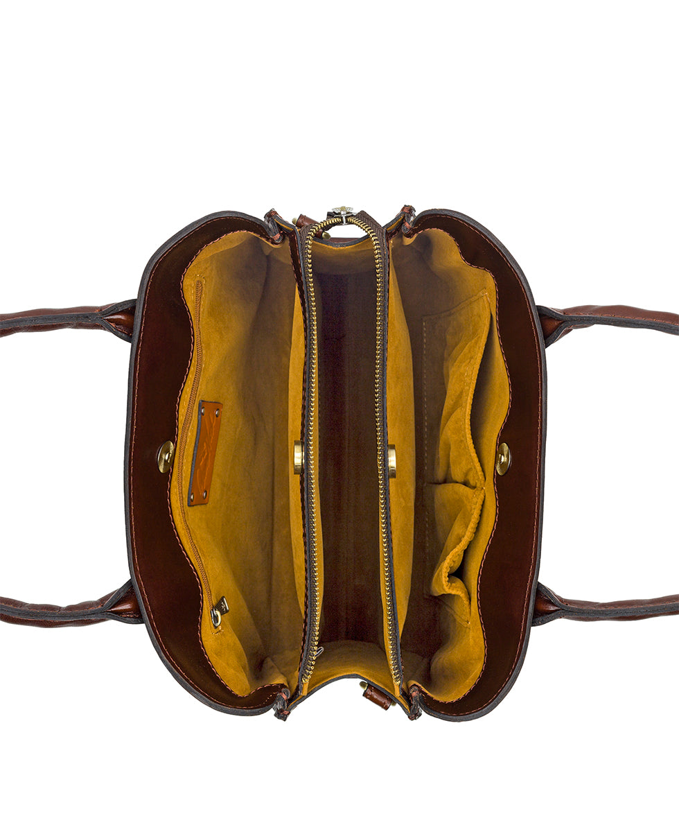 Female - Genovese Top Handle Crossbody - Vintage Vegetable Tanned Rose Tooled - rosewood - by Patricia Nash - View 13 of 33