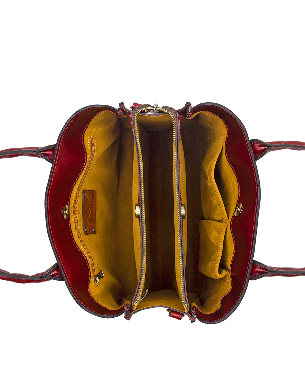 Female - Genovese Top Handle Crossbody - Vintage Vegetable Tanned Rose Tooled - rosewood - by Patricia Nash - View 9 of 33