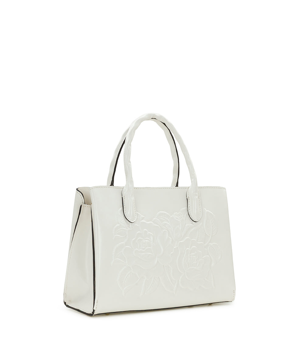 Female - Genovese Satchel - Vintage Veg Tan Rose Tooled - light tan - by Patricia Nash - View 8 of 11