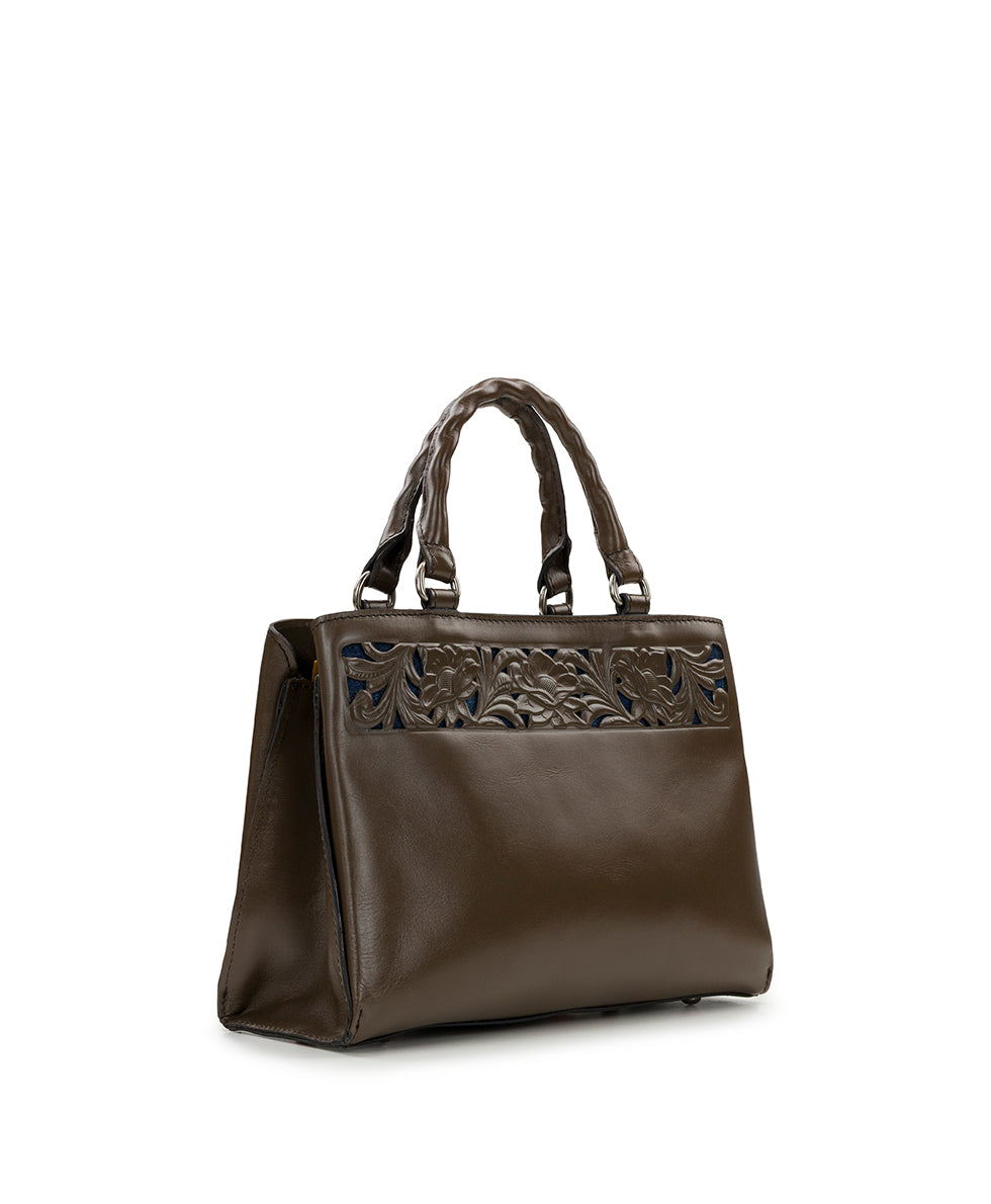 Female - Genovese Satchel - Cavo Border Tooled - oxblood - by Patricia Nash - View 3 of 11
