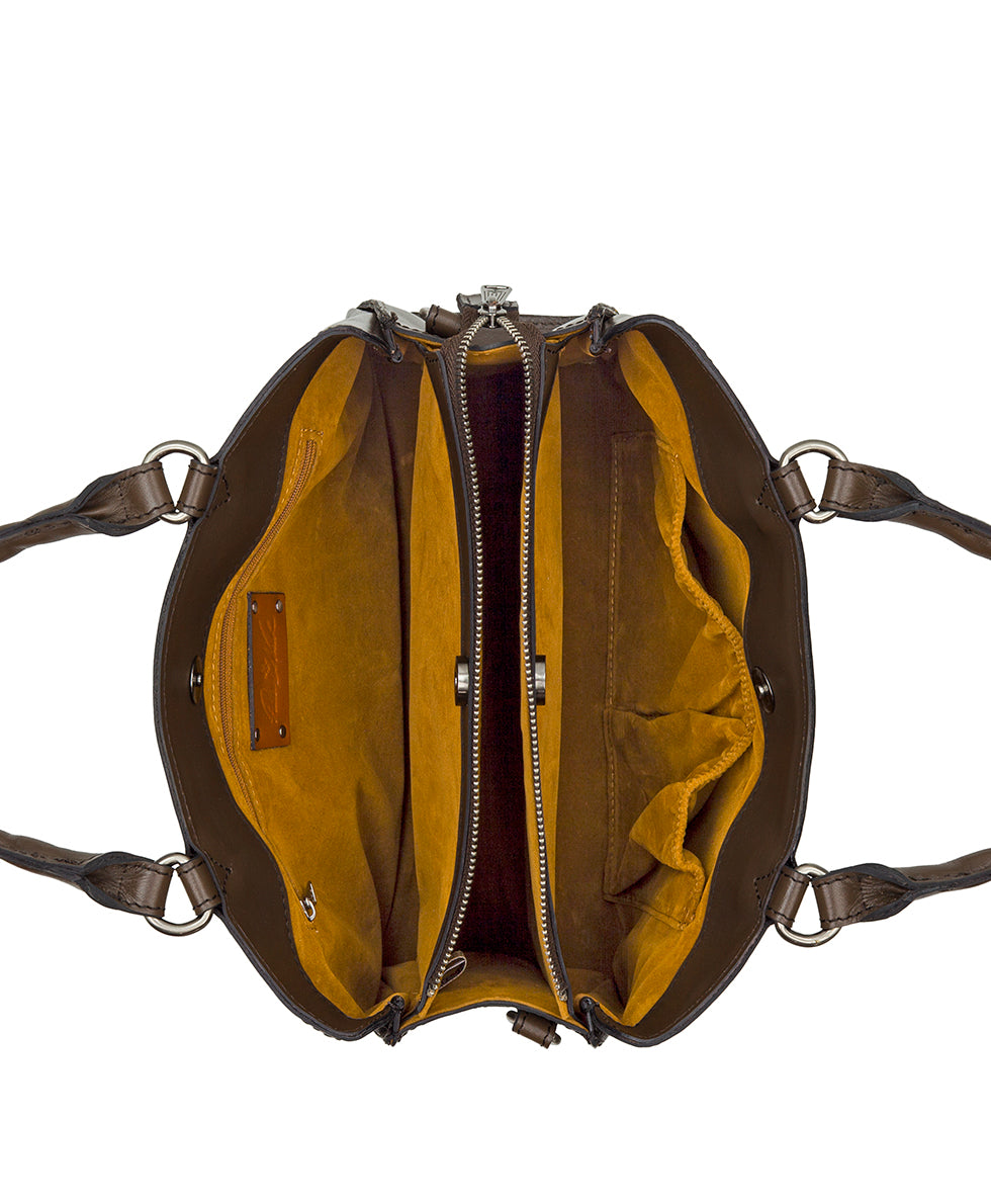 Female - Genovese Satchel - Cavo Border Tooled - oxblood - by Patricia Nash - View 5 of 11