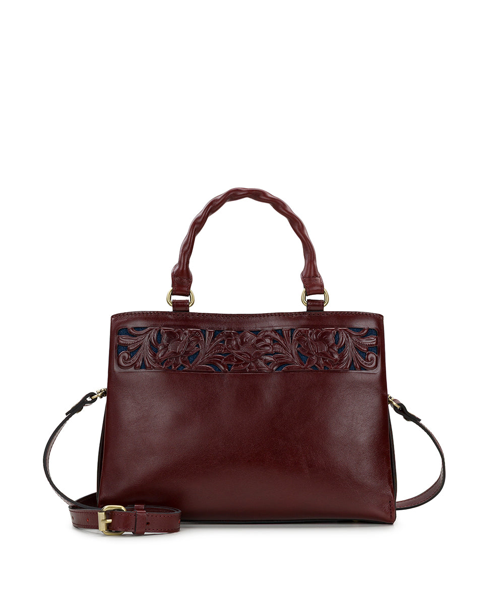 Female - Genovese Satchel - Cavo Border Tooled - oxblood - by Patricia Nash - View 6 of 11