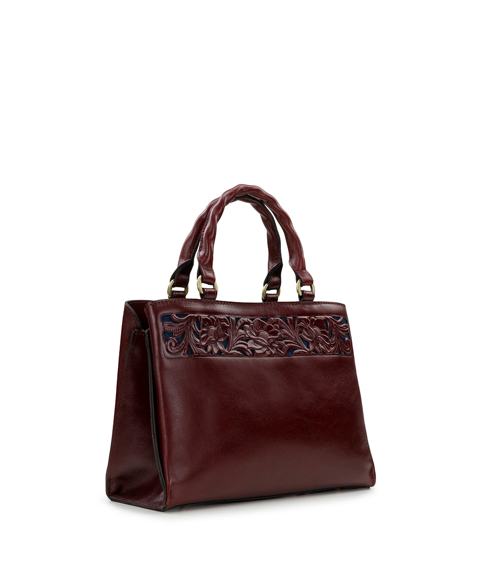 Female - Genovese Satchel - Cavo Border Tooled - oxblood - by Patricia Nash - View 8 of 11