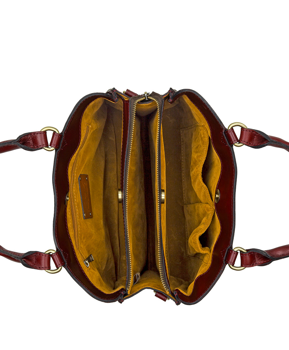 Female - Genovese Satchel - Cavo Border Tooled - oxblood - by Patricia Nash - View 9 of 11