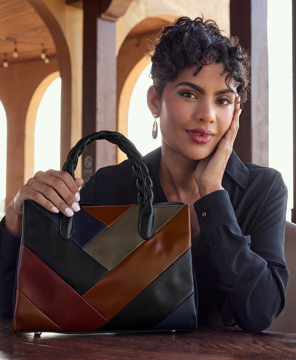 Female - Genovese Satchel - Retro Colorblock - black - by Patricia Nash - View 5 of 5