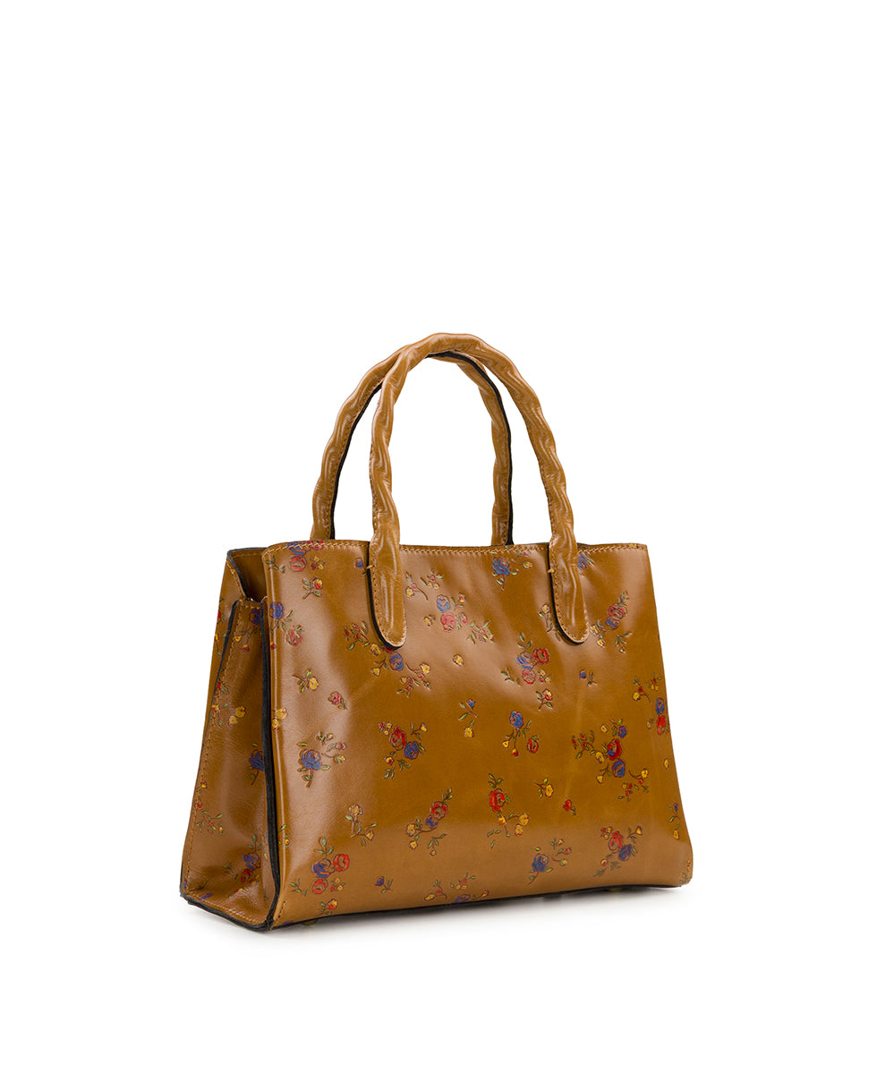 Female - Genovese Satchel - Fleur de Jardin Embossed - light tan - by Patricia Nash - View 3 of 4