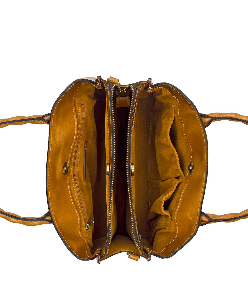 Female - Genovese Satchel - Fleur de Jardin Embossed - light tan - by Patricia Nash - View 4 of 4