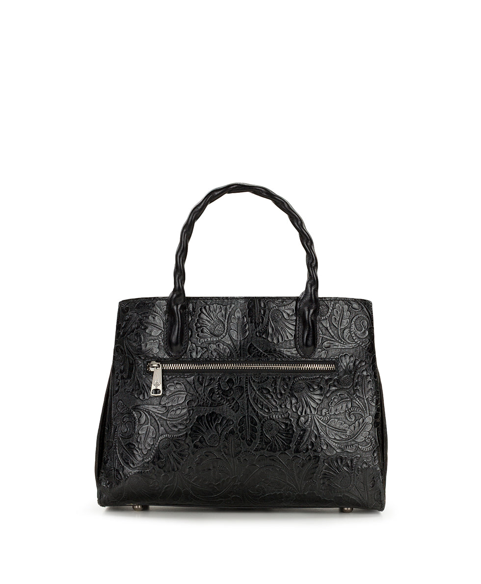Female - Genovese Satchel | Brazilian Supple Tooled | Black - black - by Patricia Nash - View 3 of 6