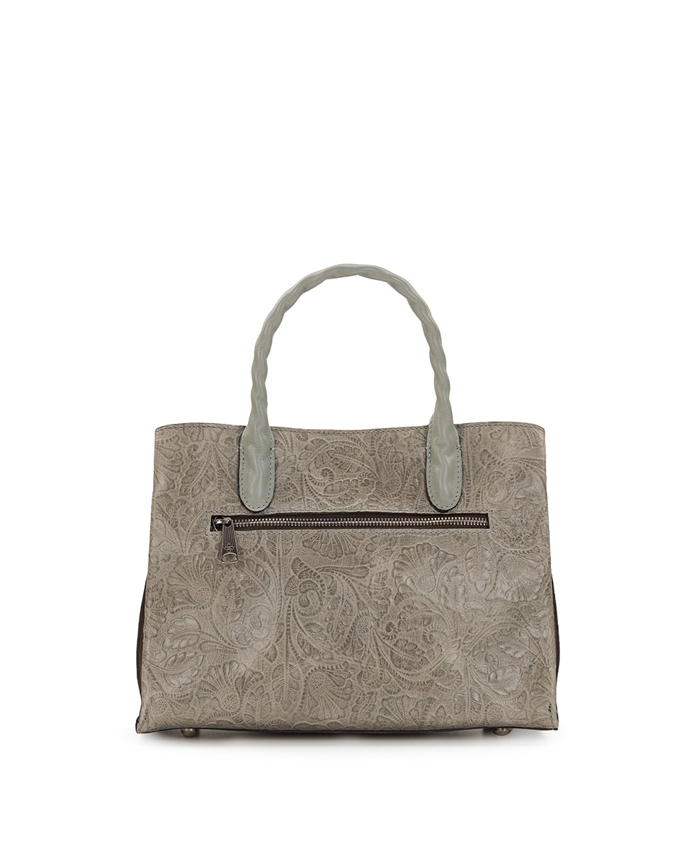 Female - Genovese Satchel | Brazilian Supple Tooled | Nordic Blue - nordic blue - by Patricia Nash - View 3 of 5