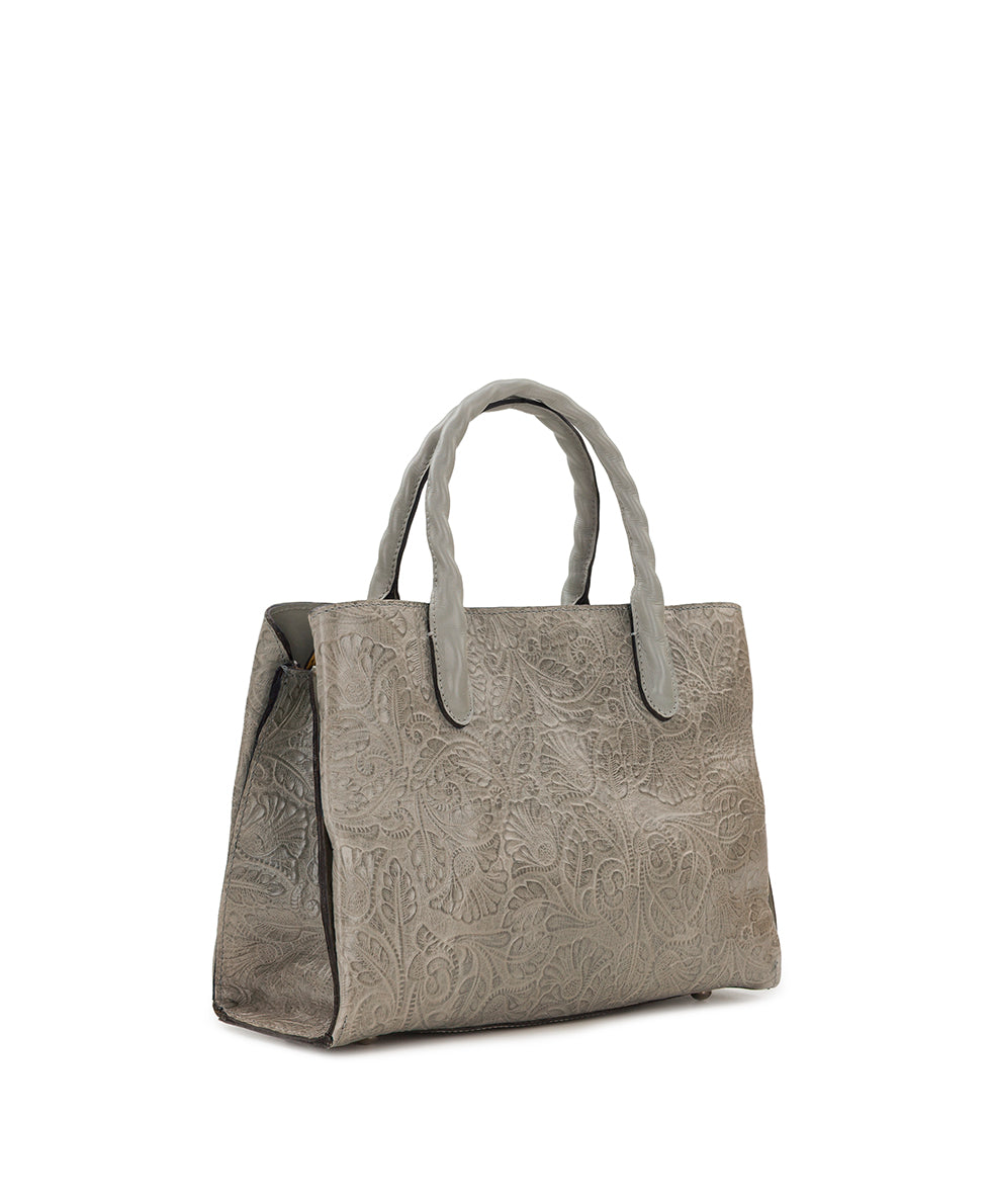 Female - Genovese Satchel | Brazilian Supple Tooled | Nordic Blue - nordic blue - by Patricia Nash - View 4 of 5