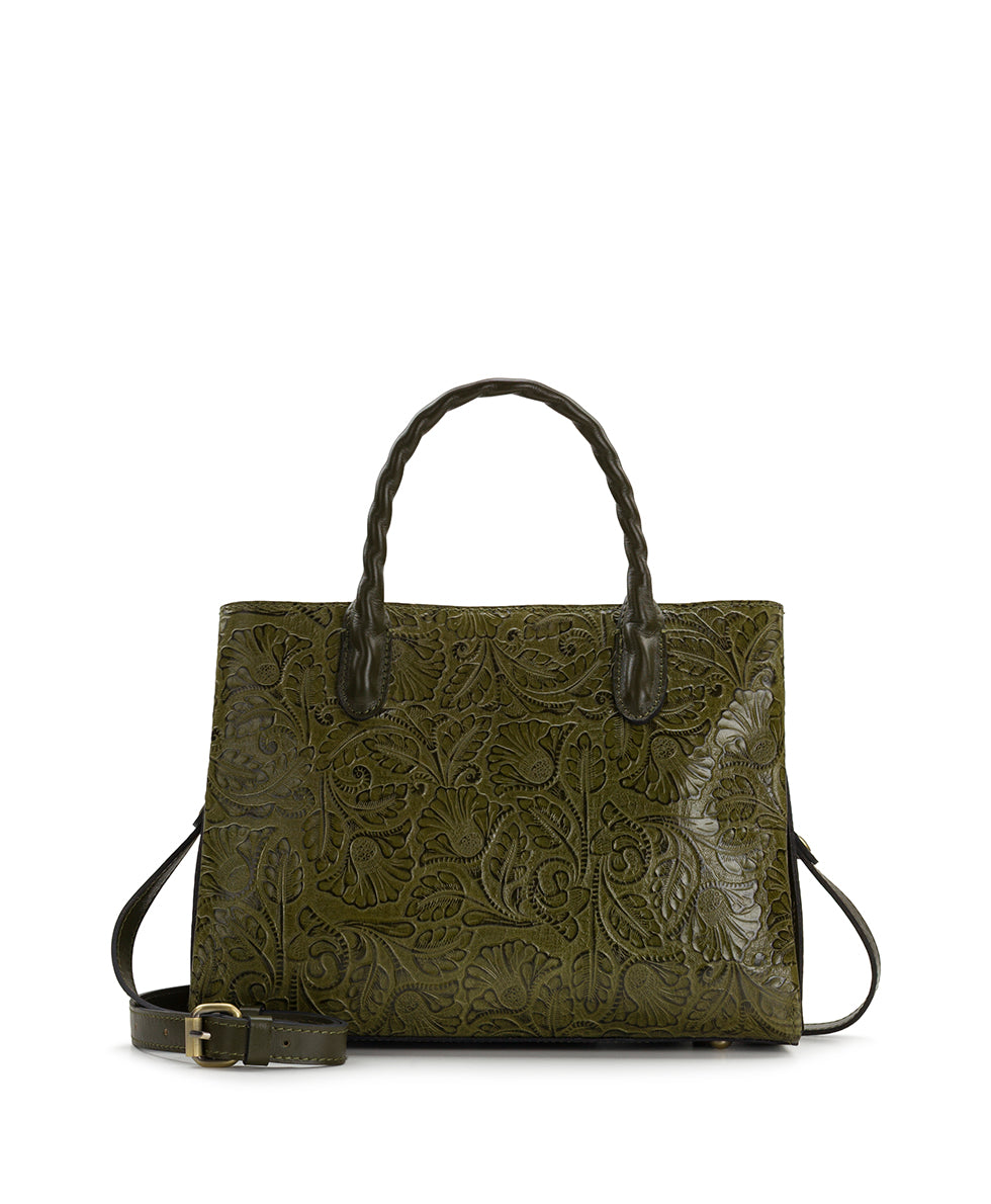 Female - Genovese Satchel | Brazilian Supple Tooled | Olive - olive - by Patricia Nash - View 1 of 4