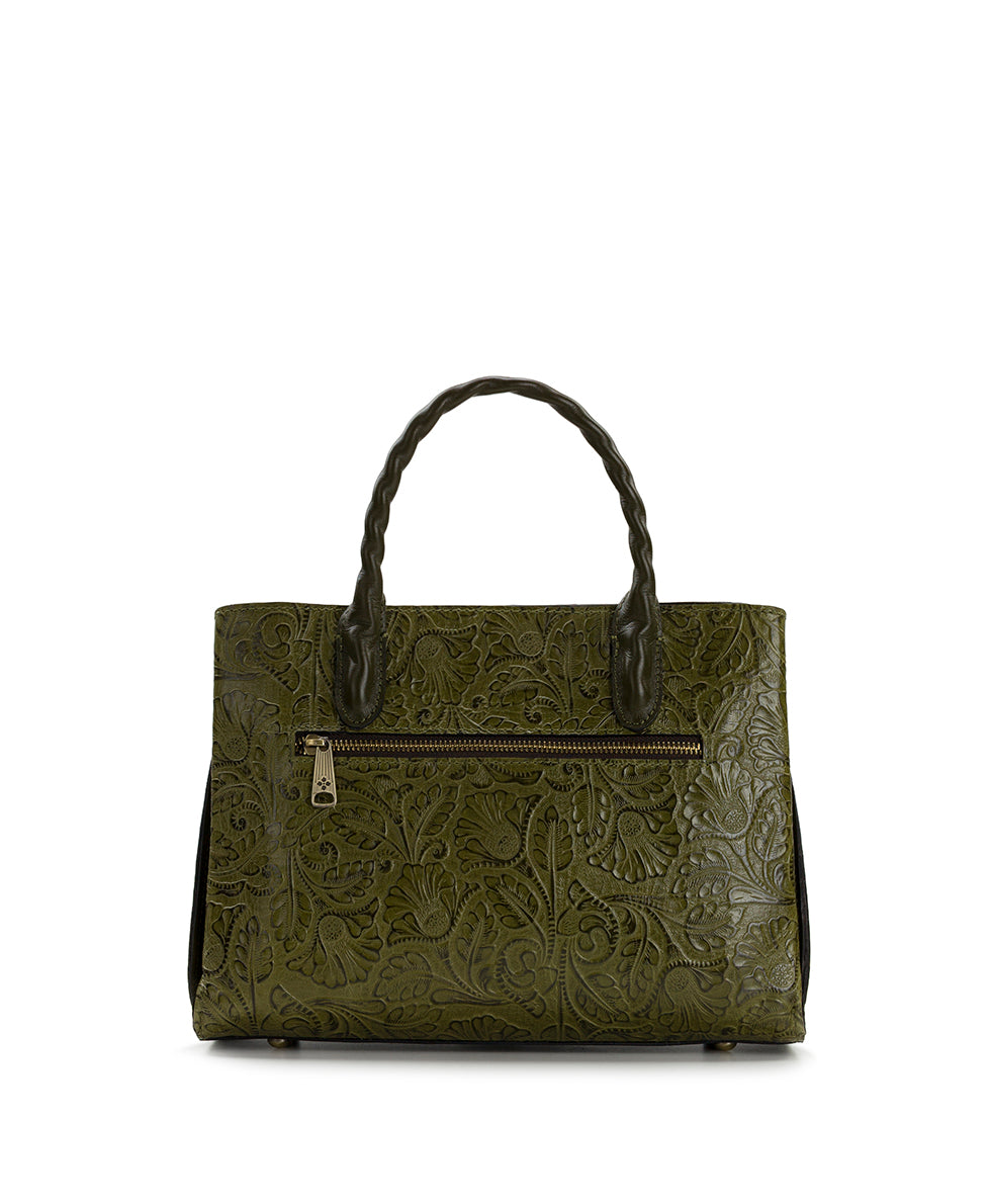 Female - Genovese Satchel | Brazilian Supple Tooled | Olive - olive - by Patricia Nash - View 2 of 4