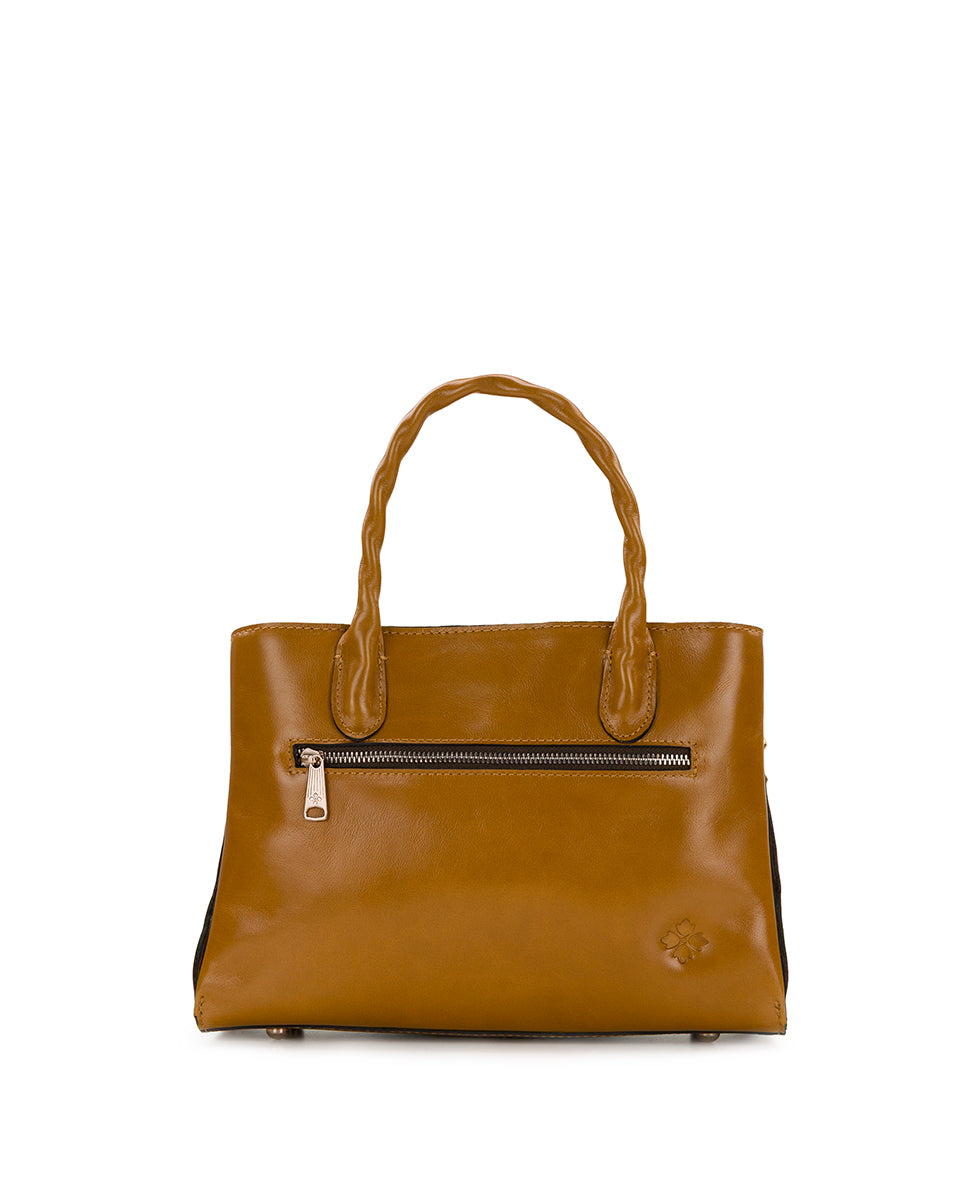 Female - Genovese Satchel - Vintage Distressed Metallic Woven - light tan - by Patricia Nash - View 2 of 4
