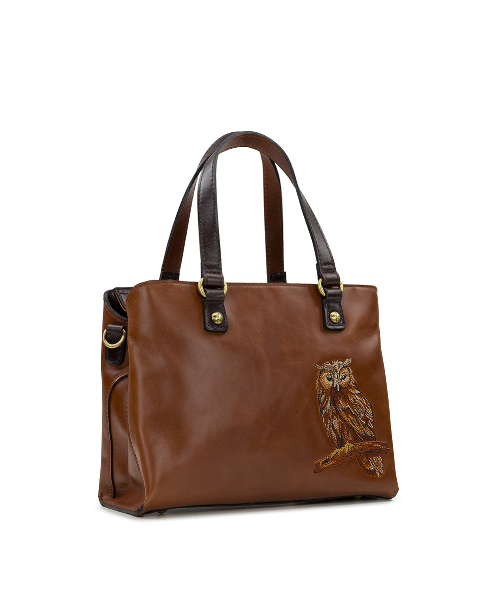 Female - Moggie Satchel  - Owl Embroidery - owl embroidery - by Patricia Nash - View 3 of 4