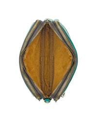 Viani Wristlet - Vintage Distressed Leather — Aqua Green