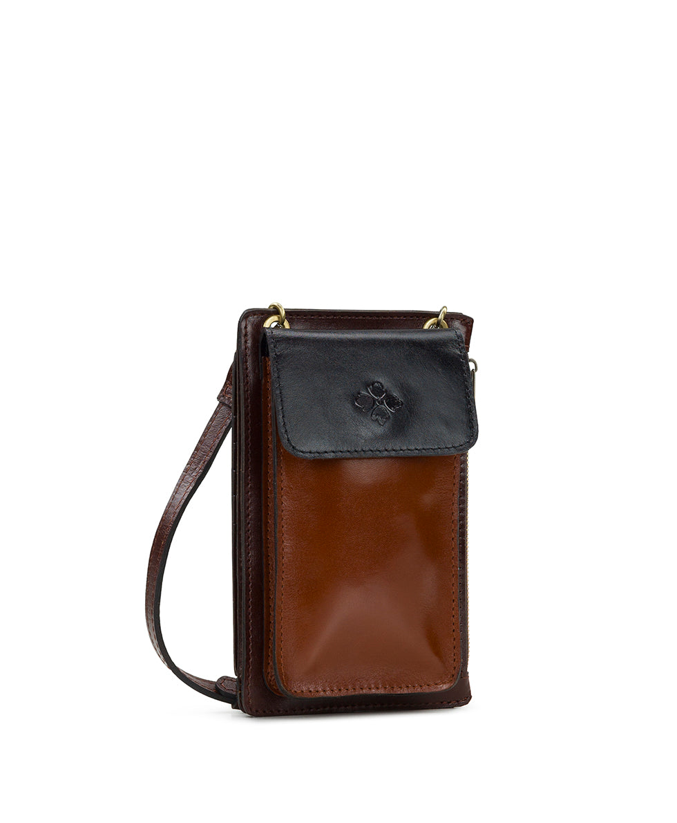 Female - Chiavella Phone Crossbody - Colorblock - black / british tan / tan - by Patricia Nash - View 3 of 5