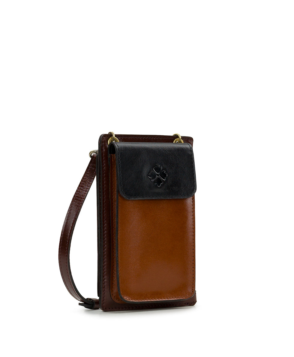 Female - Chiavella Phone Crossbody | Colorblock  | Black/British Tan/Tan - black/british tan/tan - by Patricia Nash - View 4 of 6