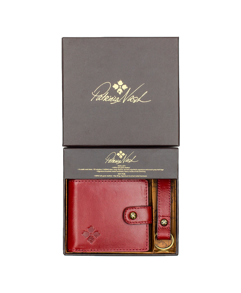 Farnetta Wallet and Key Fob Gift Set in Vintage Distressed Leather