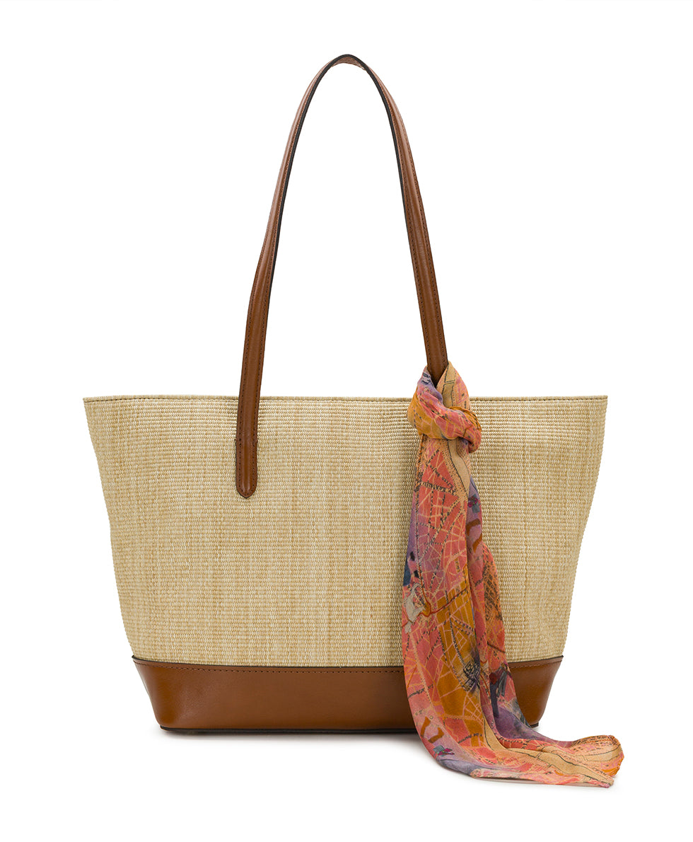 Female - Verzi Tote with Scarf - European Natural Fine Weave - natural - by Patricia Nash - View 1 of 6