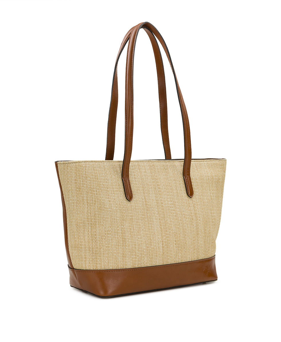 Female - Verzi Tote with Scarf - European Natural Fine Weave - natural - by Patricia Nash - View 3 of 6