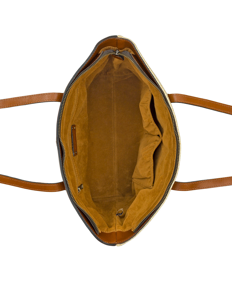 Female - Verzi Tote with Scarf - European Natural Fine Weave - natural - by Patricia Nash - View 5 of 6