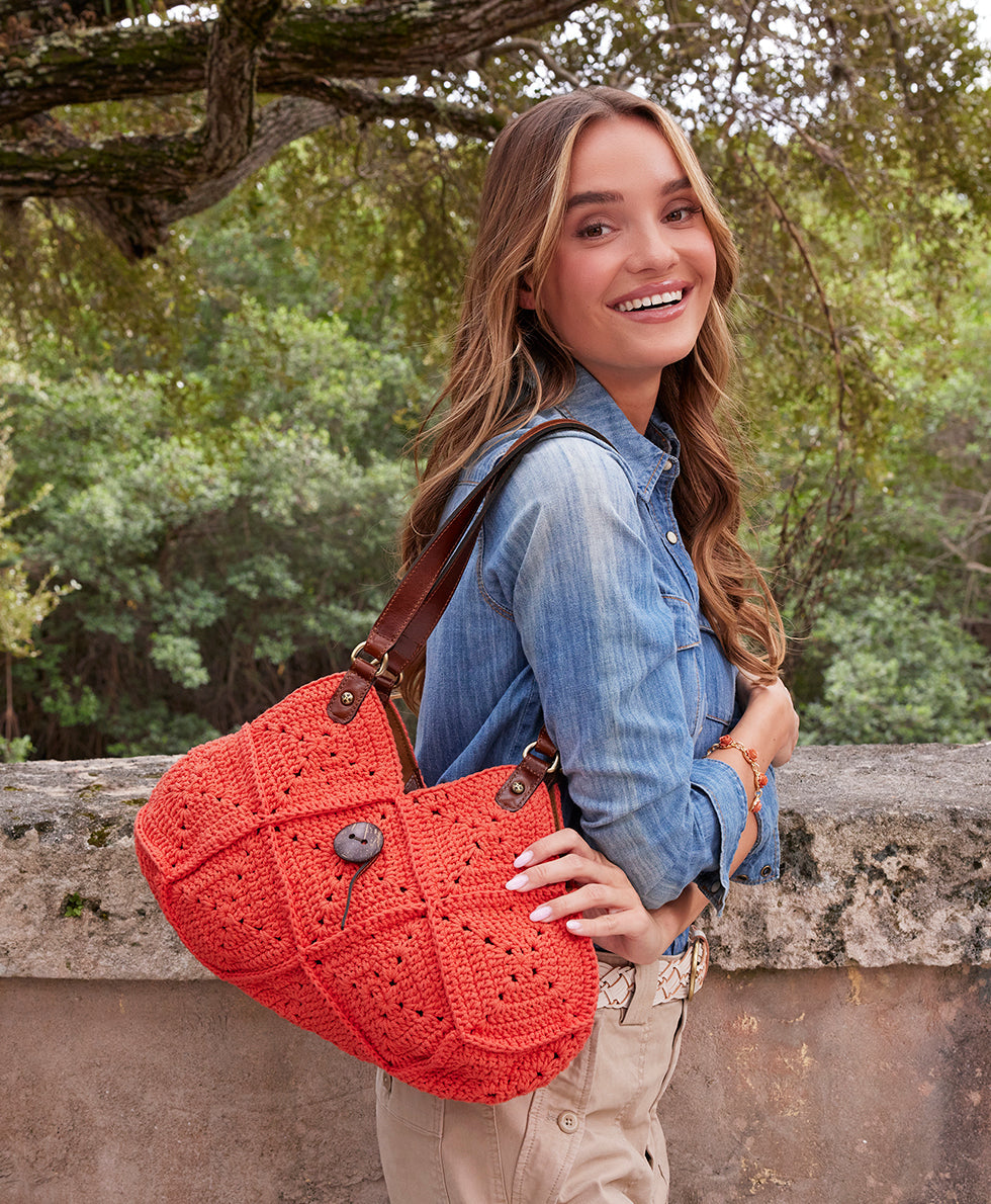 Marti Shoulder Bag - Diamond Crochet - apricot - by Patricia Nash - View 5 of 7