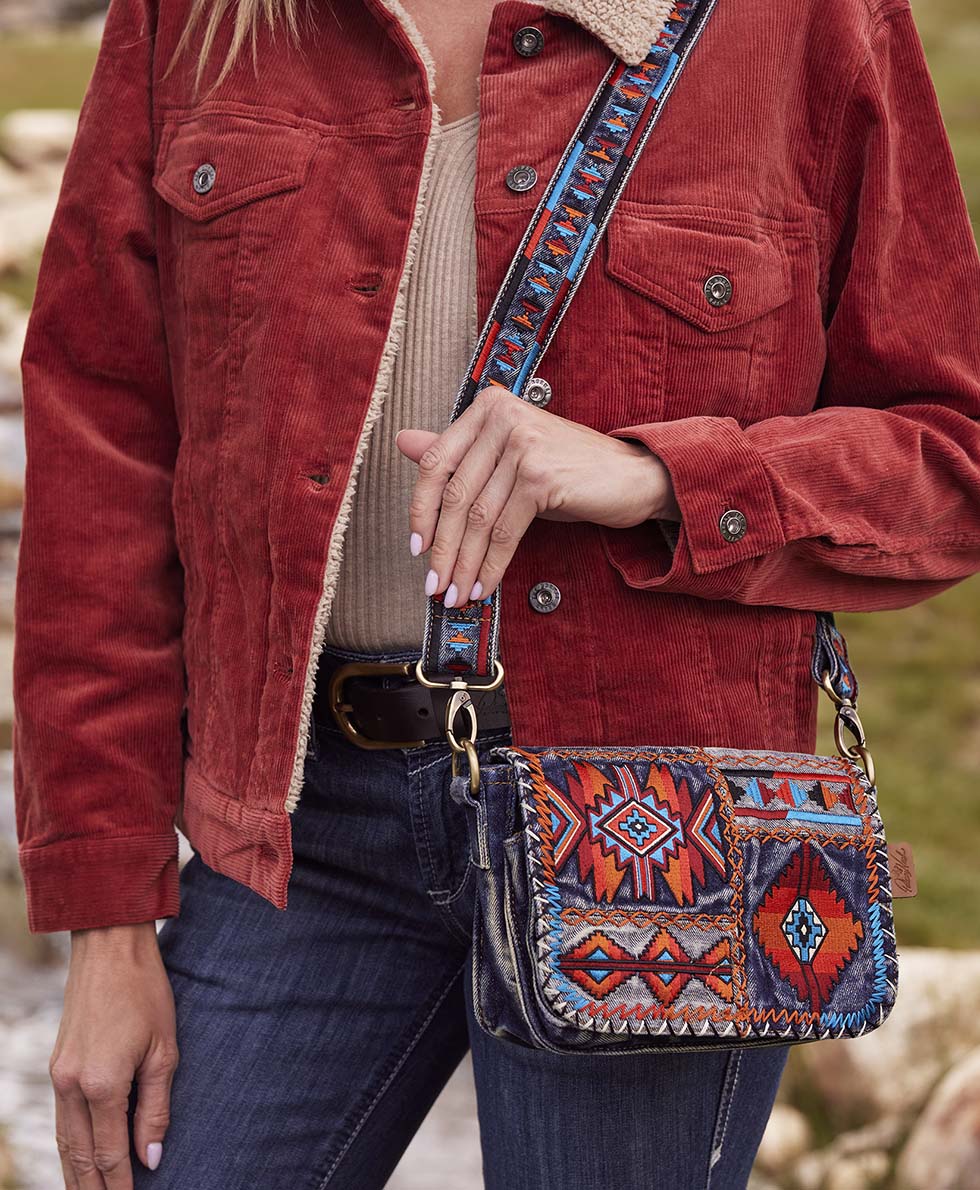 Female - Armerina Crossbody - Denim Stonewashed Embroidery - denim - by Patricia Nash - View 4 of 6