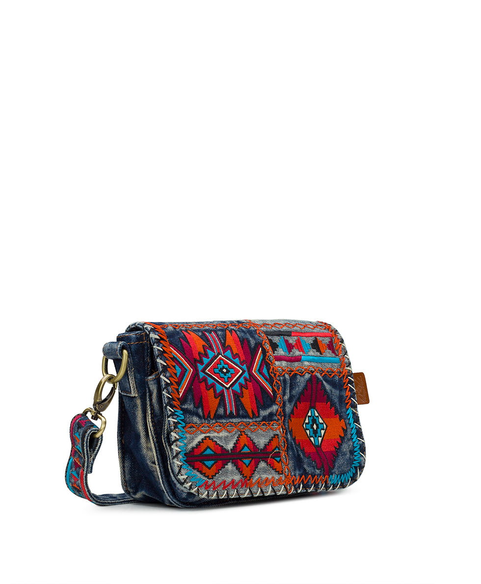 Stone Washed Embroidered Cross Body Purse Stone Washed Embroidered Cross Body Purse