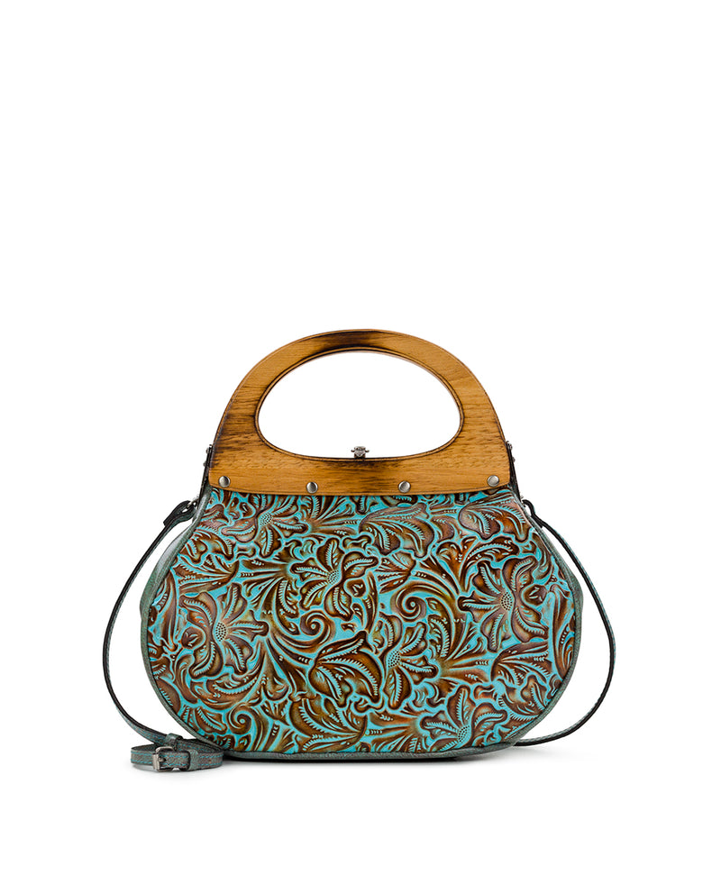 Mirabella Wood Frame Bag - Tooled Turquoise