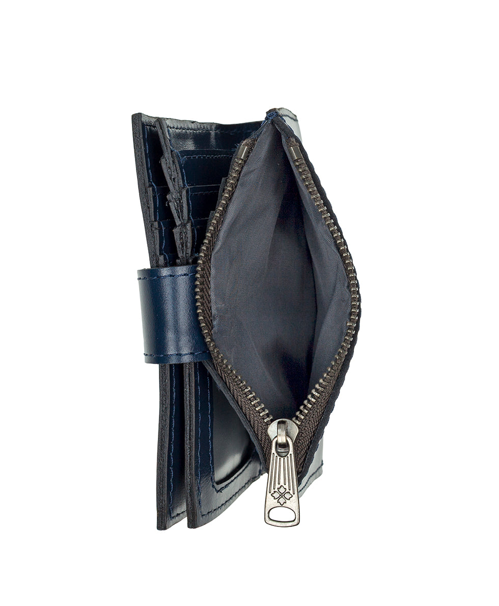 Female - Chiara Wallet - Vintage Glazed Leather - denim blue - by Patricia Nash - View 6 of 14