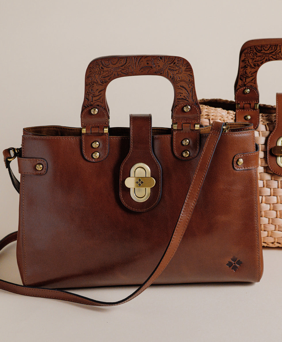 Female - Sancia Satchel - Vintage Distressed - cognac - by Patricia Nash - View 7 of 7