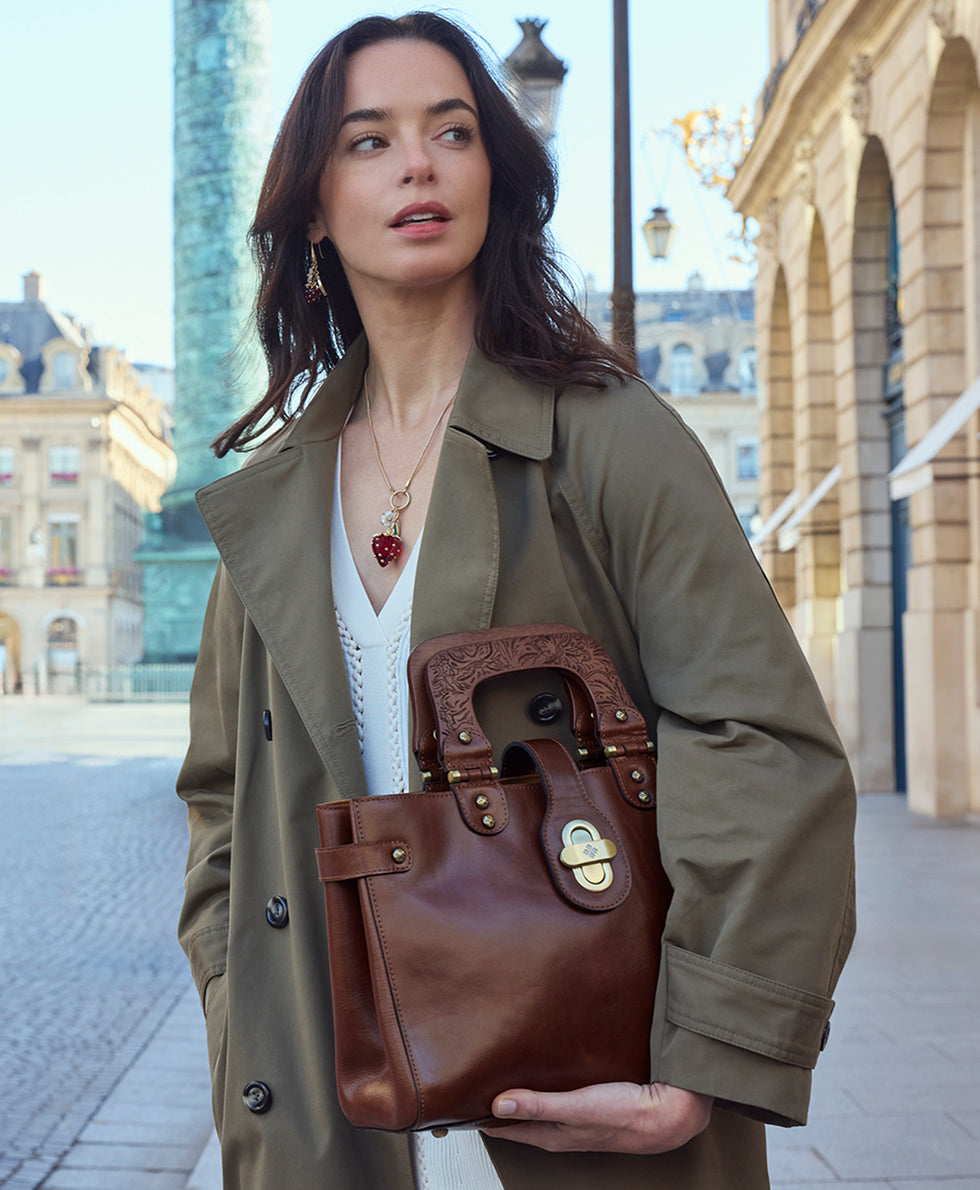 Female - Sancia Satchel - Vintage Distressed - cognac - by Patricia Nash - View 4 of 7