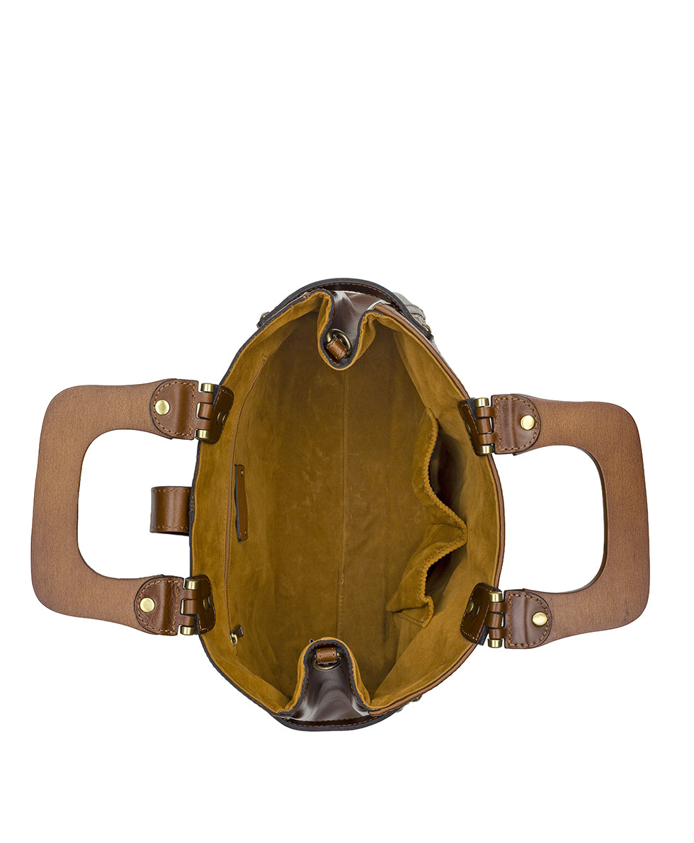 Female - Sancia Woven Satchel - Vintage Distressed Woven - cognac - by Patricia Nash - View 12 of 14