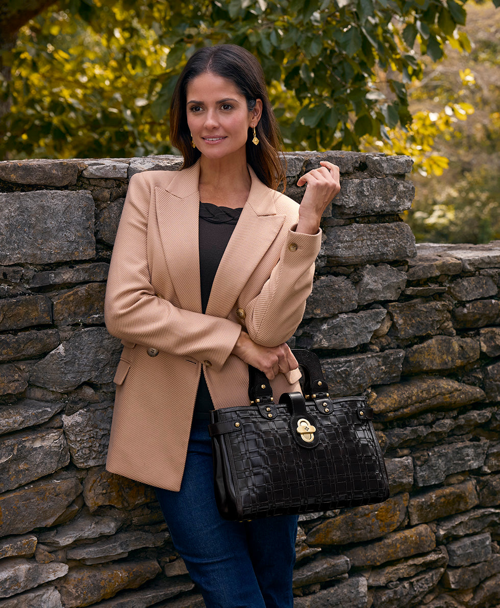 Female - Sancia Woven Satchel - Vintage Distressed Woven - cognac - by Patricia Nash - View 8 of 14