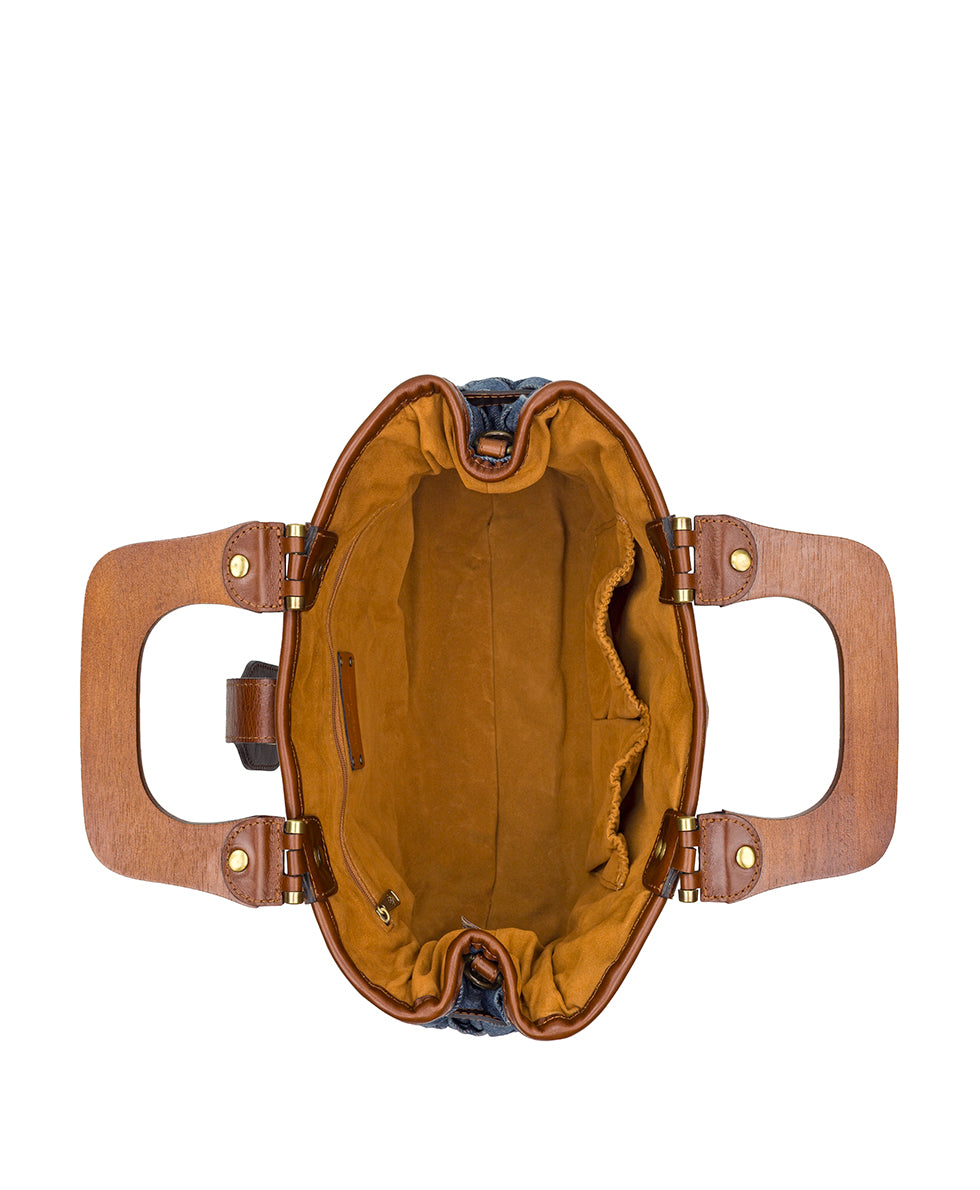 Sancia Satchel - Washed Woven Denim – Patricia Nash