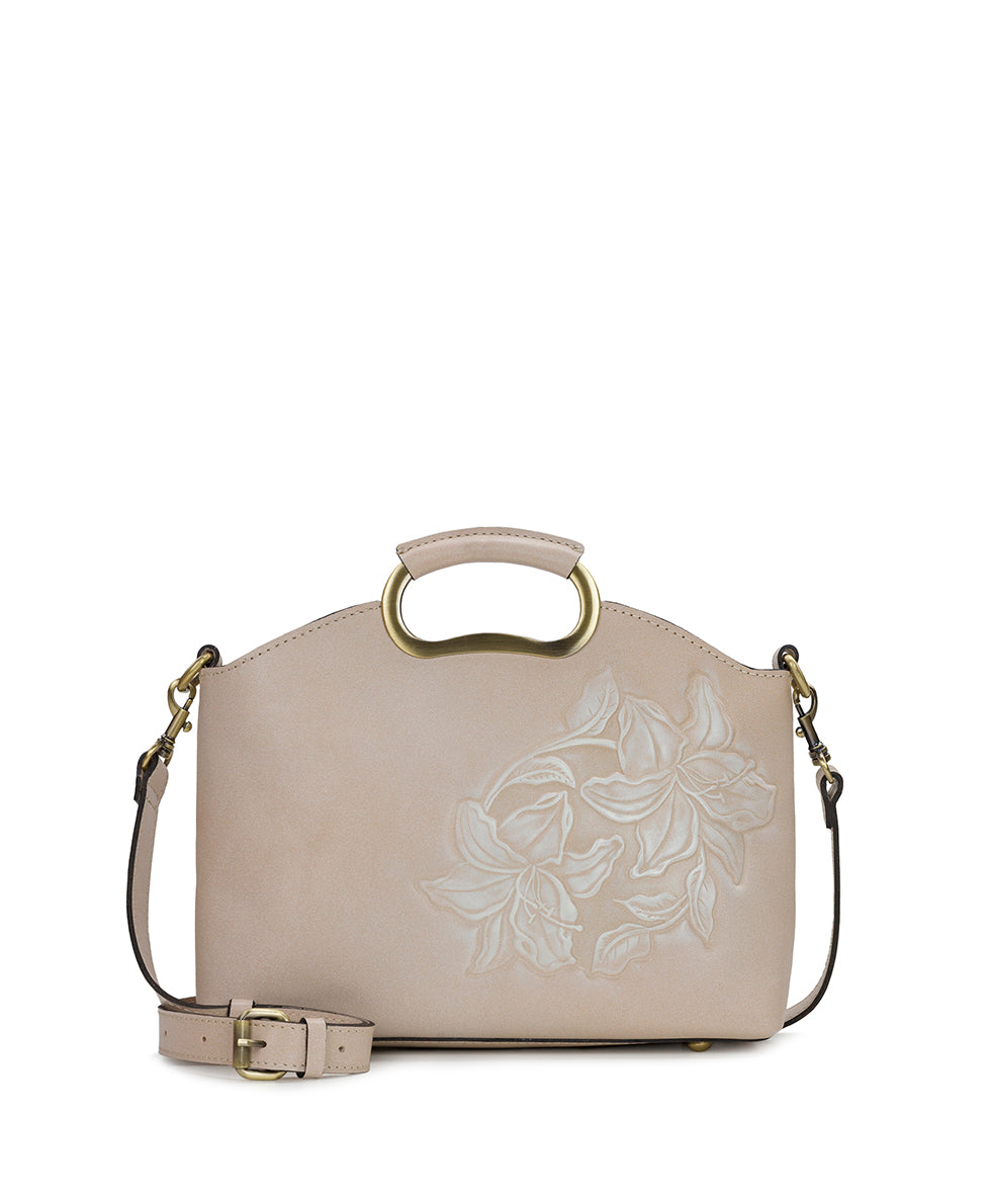 Female - Valletta Top Handle Crossbody - Burnished Parisian Floral Tooled - chalk white - by Patricia Nash - View 1 of 4