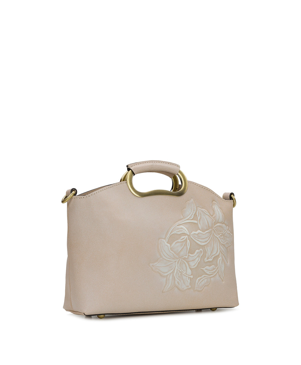 Female - Valletta Top Handle Crossbody - Burnished Parisian Floral Tooled - chalk white - by Patricia Nash - View 3 of 4
