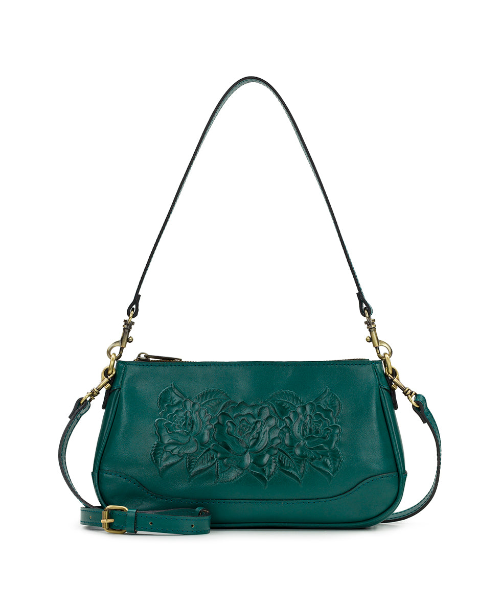 Female - Nova Crossbody - Burnished Rose Tooled - aqua green - by Patricia Nash - View 1 of 5