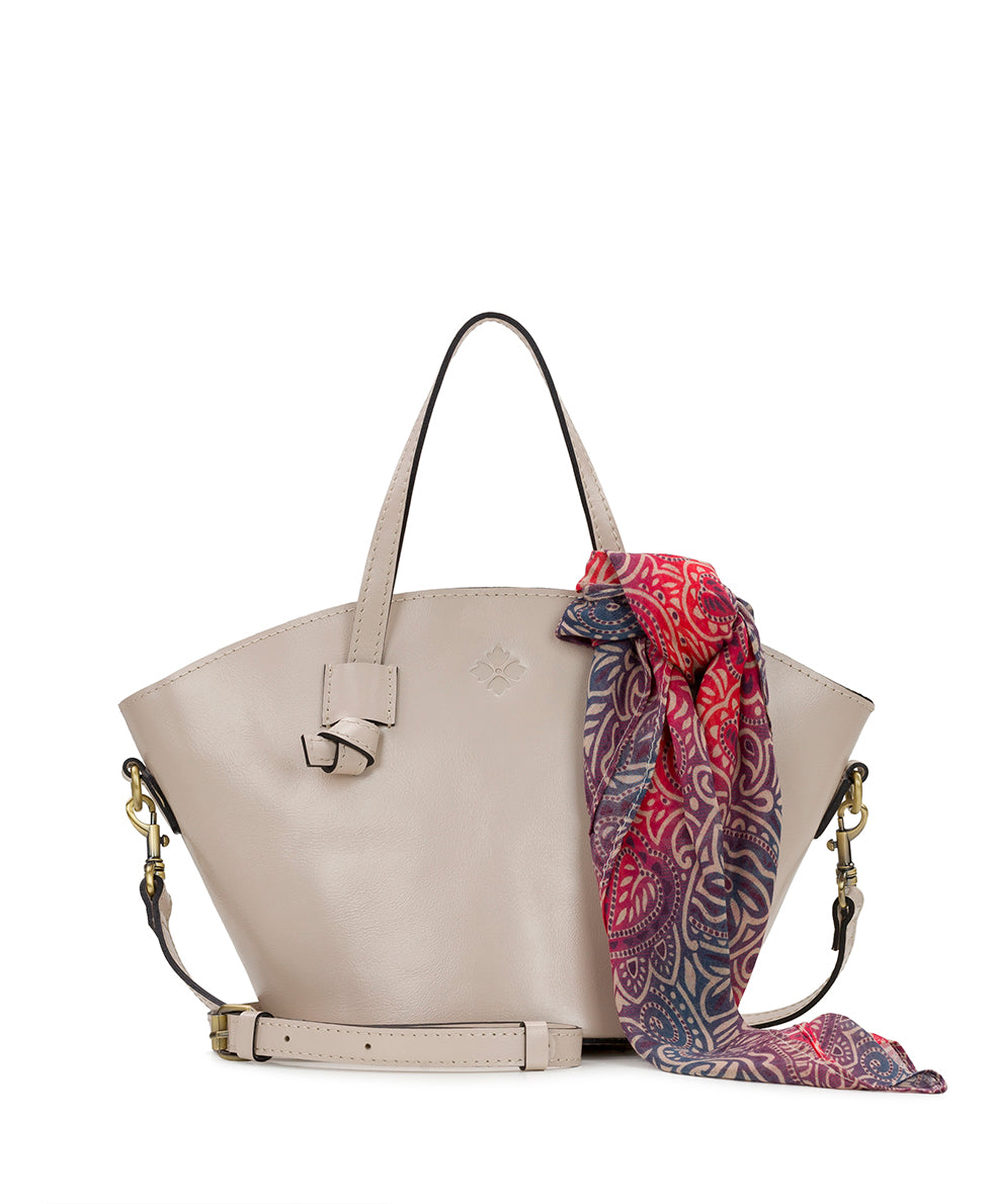 Female - Corallina Tote Crossbody with Greek Ombre Scarf - Vintage Distressed Leather - chalk white - by Patricia Nash - View 1 of 4