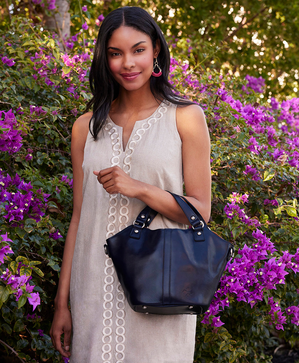 Female - Caterina Tote Crossbody - Vintage Distressed Leather - oceano - by Patricia Nash - View 5 of 5