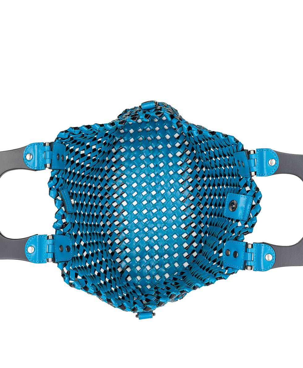 Female - Lorina Woven Tote - Vintage Distressed Woven - turquoise / black - by Patricia Nash - View 6 of 10