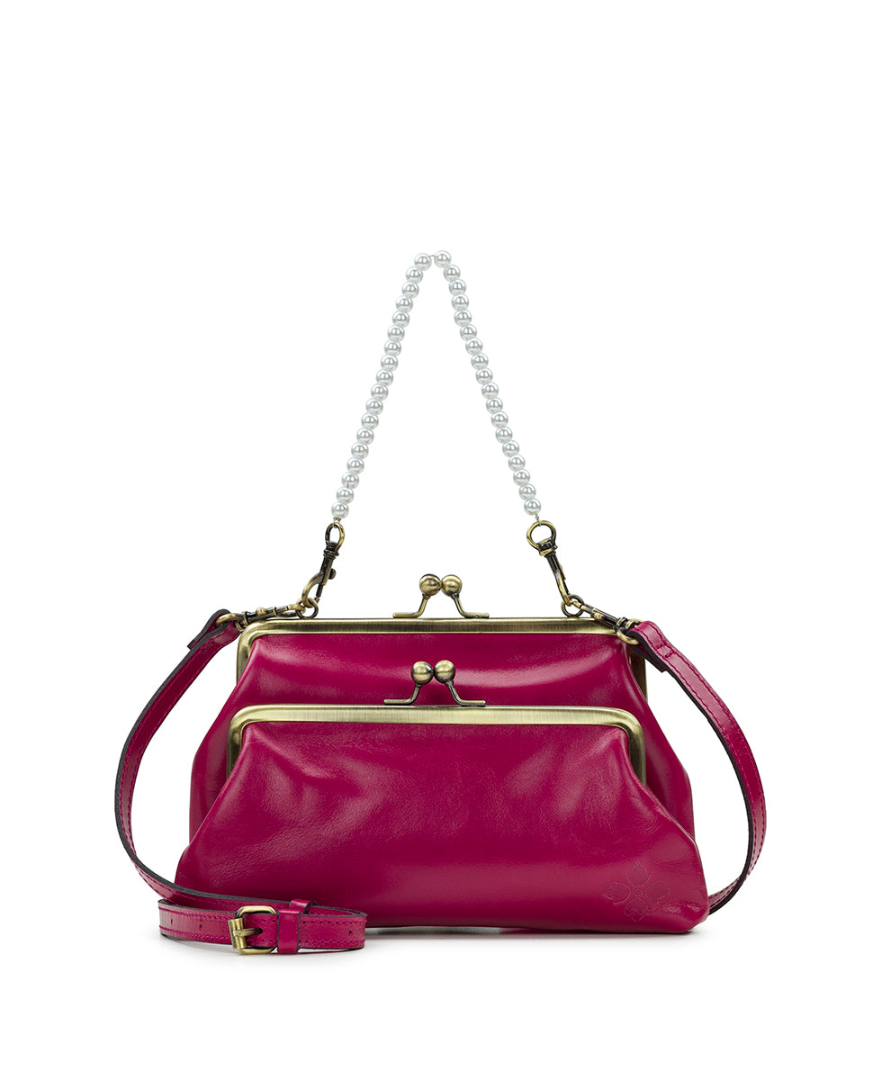 Female - Nora Double Frame Crossbody - Vintage Distressed Leather - black - by Patricia Nash - View 10 of 16