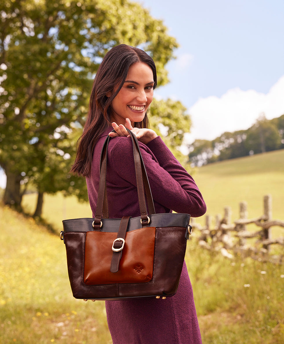 Female - Noto Tote - Colorblock - black / british tan / tan - by Patricia Nash - View 5 of 5