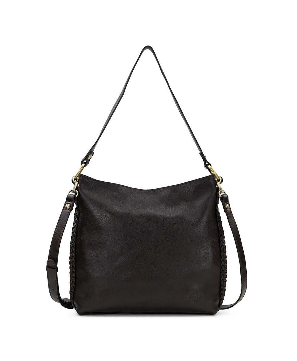 Female - Kalispell Hobo Crossbody - Rugged Natural Grain Leather - chocolate - by Patricia Nash - View 1 of 5