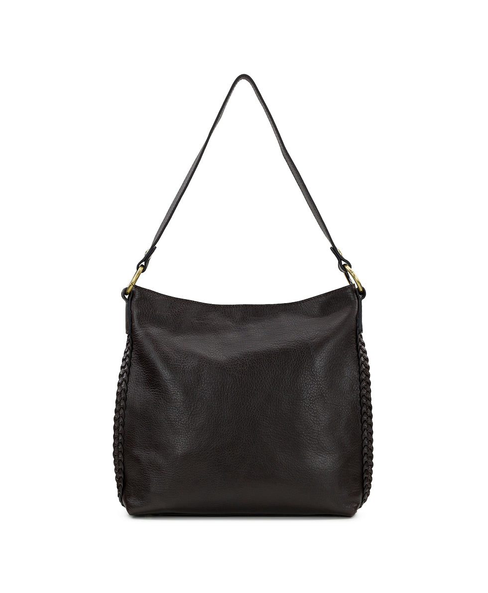 Female - Kalispell Hobo Crossbody - Rugged Natural Grain Leather - chocolate - by Patricia Nash - View 2 of 5